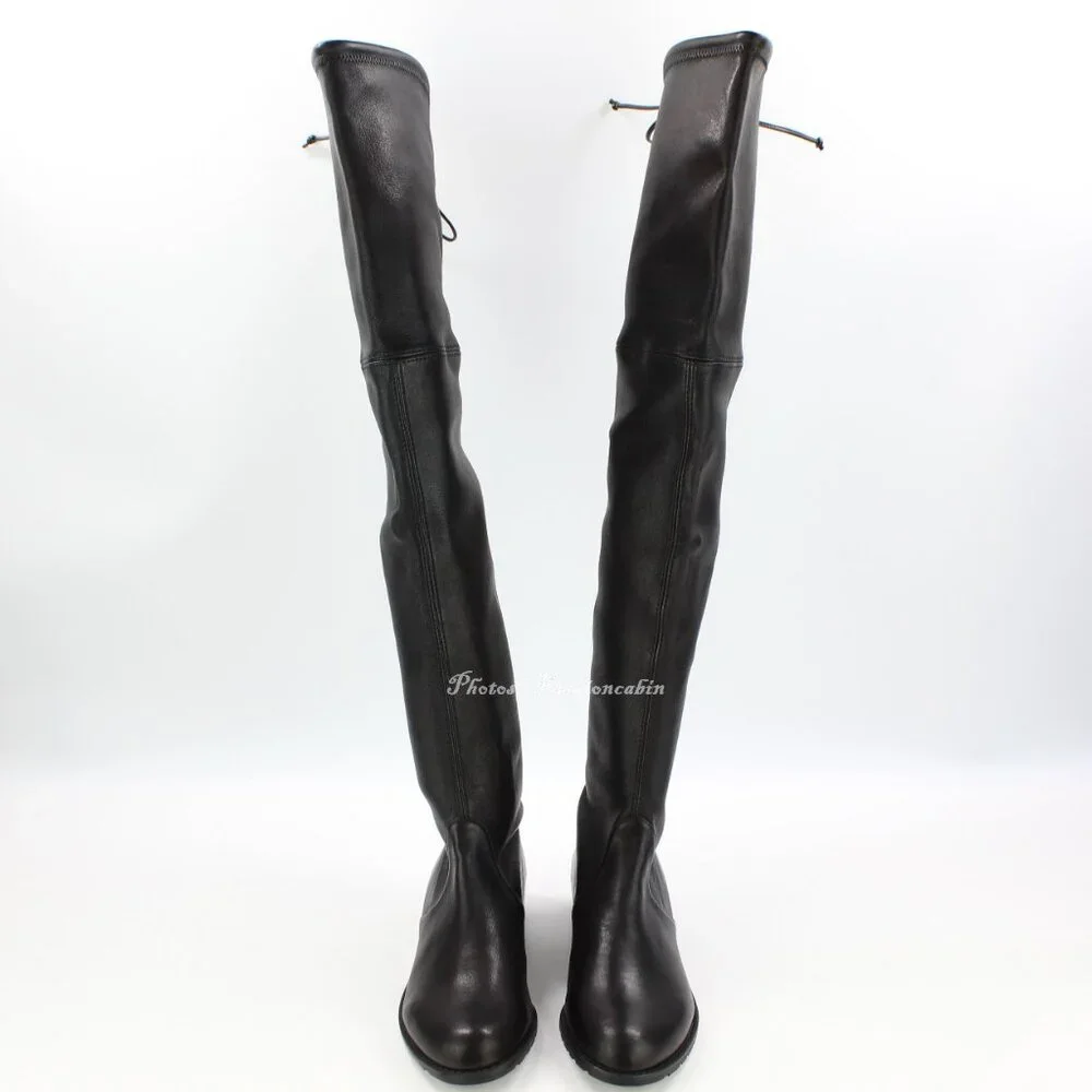 NEW Stuart Weitzman Lowland Over-the-Knee Boots-Black Leather – Small Feet